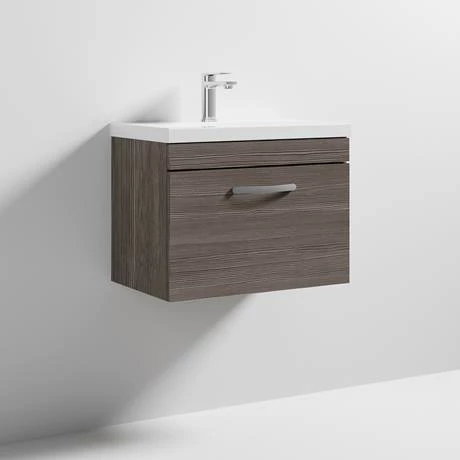 BWHSD6GATE_nd3_460.jpg Brooklyn 600 Grey Avola Wall Hung 1-Drawer Vanity Unit with Thin-Edge Basin -Victorian Plumbing Shop BWHSD6GATE nd3 460