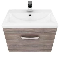 Brooklyn 600mm Grey Avola Wall Hung Vanity Unit - Single Drawer -Victorian Plumbing Shop BWHSD6GRY D4 460