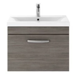 Brooklyn 600mm Grey Avola Wall Hung Vanity Unit - Single Drawer -Victorian Plumbing Shop BWHSD6GRY d3 460