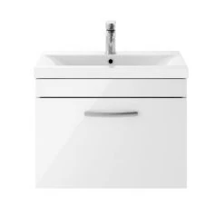 Brooklyn 600mm White Gloss Wall Hung Vanity Unit - Single Drawer -Victorian Plumbing Shop BWHSD6WHT d3 460