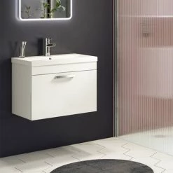 Brooklyn 600mm White Gloss Wall Hung Vanity Unit - Single Drawer -Victorian Plumbing Shop BWHSD6WHT d4 460