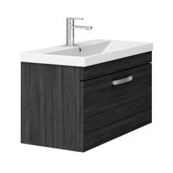 Brooklyn 800 Black Wall Hung 1-Drawer Vanity Unit with Thin-Edge Basin -Victorian Plumbing Shop BWHSD8BLKTE D5 460