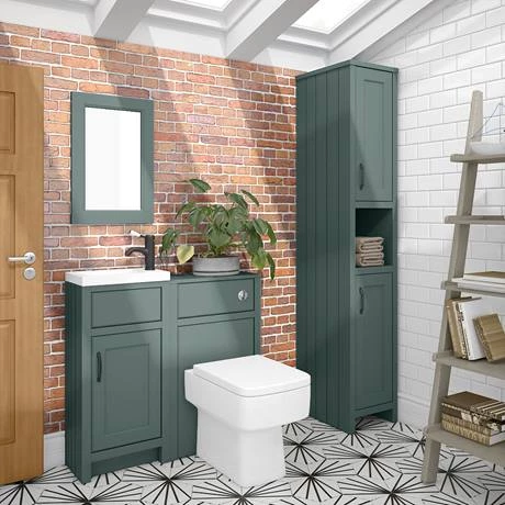 C400GRNMB_d1_460.jpg Chatsworth Traditional Green Small Vanity - 400mm Wide with Matt Black Handle -Victorian Plumbing Shop C400GRNMB d1 460
