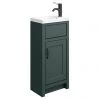 Chatsworth Traditional Green Small Vanity - 400mm Wide with Matt Black Handle
