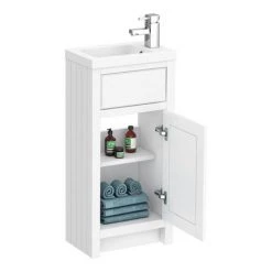 Chatsworth Traditional White Small Vanity - 400mm Wide -Victorian Plumbing Shop C400WHT d1 460
