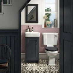 Chatsworth Traditional Graphite Vanity - 425mm Wide -Victorian Plumbing Shop C425BLK n d4 460