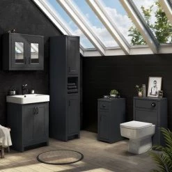 Chatsworth Traditional Graphite Vanity - 560mm Wide with Matt Black Handles 2 Chatsworth Traditional Graphite Vanity - 560mm Wide with Matt Black Handles -Victorian Plumbing Shop C560BLKMB d2 460