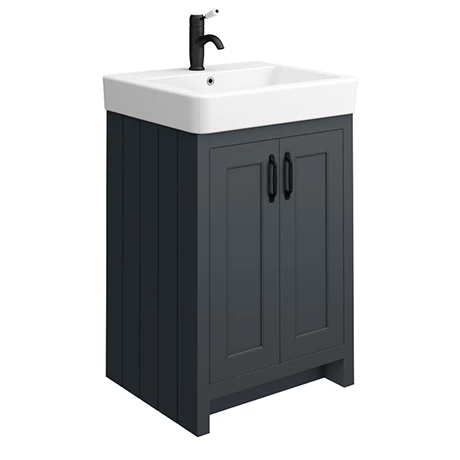 C560BLKMB_p.jpg Chatsworth Traditional Graphite Vanity - 560mm Wide with Matt Black Handles -Victorian Plumbing Shop C560BLKMB p