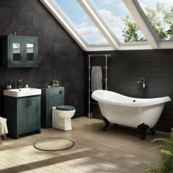 Chatsworth Traditional Green Vanity - 560mm Wide with Matt Black Handles -Victorian Plumbing Shop C560GRNMB d2 460