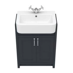 Chatsworth Traditional Graphite Semi-Recessed Vanity - 600mm Wide -Victorian Plumbing Shop C600SRBLK D3 460 1