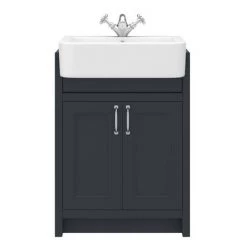 Chatsworth Traditional Graphite Semi-Recessed Vanity - 600mm Wide -Victorian Plumbing Shop C600SRBLK D4 460