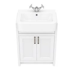 Chatsworth Traditional White Semi-Recessed Vanity - 600mm Wide -Victorian Plumbing Shop C600SRWHT D3 460