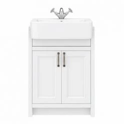 Chatsworth Traditional White Semi-Recessed Vanity - 600mm Wide -Victorian Plumbing Shop C600SRWHT D4 460