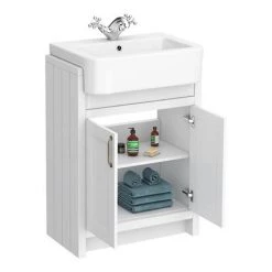Chatsworth Traditional White Semi-Recessed Vanity - 600mm Wide -Victorian Plumbing Shop C600SRWHT d2 460