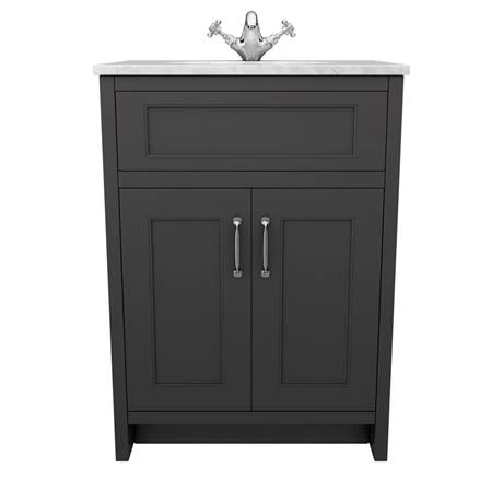 C610BLK-WHT_n_d2_460.jpg Chatsworth Graphite 610mm Vanity with White Marble Basin Top -Victorian Plumbing Shop C610BLK WHT n d2 460
