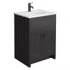 Chatsworth Graphite 610mm Vanity with White Marble Basin Top + Matt Black Handles