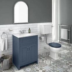 Chatsworth Blue 610mm Vanity with White Marble Basin Top -Victorian Plumbing Shop C610BLU WHT n d4 460