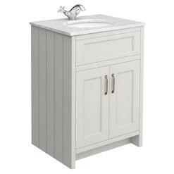 Chatsworth Grey 610mm Vanity with White Marble Basin Top
