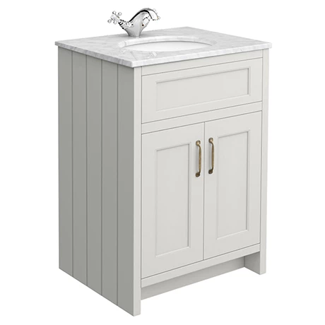 C610GRY-WHT-nw-p.jpg Chatsworth Grey 610mm Vanity with White Marble Basin Top -Victorian Plumbing Shop C610GRY WHT nw p