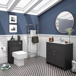 Chatsworth Graphite 810mm Vanity with White Marble Basin Top -Victorian Plumbing Shop C810BLK WHT detail1 460