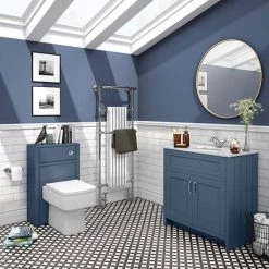 Chatsworth Blue 810mm Vanity with White Marble Basin Top 4 Chatsworth Blue 810mm Vanity with White Marble Basin Top -Victorian Plumbing Shop C810BLU WHT n d6 460