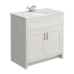 Chatsworth Grey 810mm Vanity with White Marble Basin Top