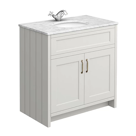 C810GRY-WHT-nw-p.jpg Chatsworth Grey 810mm Vanity with White Marble Basin Top -Victorian Plumbing Shop C810GRY WHT nw p