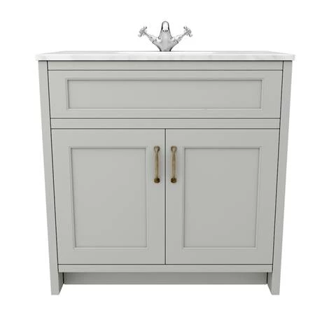C810GRY-WHT_n_d1_460.jpg Chatsworth Grey 810mm Vanity with White Marble Basin Top -Victorian Plumbing Shop C810GRY WHT n d1 460