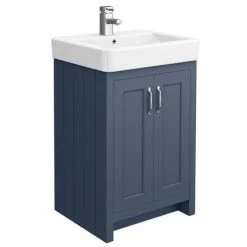 Chatsworth Traditional Blue 560mm Vanity Sink + 300mm Cupboard Unit -Victorian Plumbing Shop C825BLU d2 460