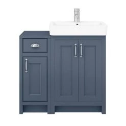 Chatsworth Traditional Blue 560mm Vanity Sink + 300mm Cupboard Unit -Victorian Plumbing Shop C825BLU n d4 460