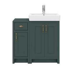 Chatsworth Traditional Green 560mm Vanity Sink + 300mm Cupboard Unit -Victorian Plumbing Shop C825GRN d4 460