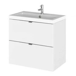 Hudson Reed 600mm Gloss White Full Depth Wall Hung 2-Drawer Unit & Basin