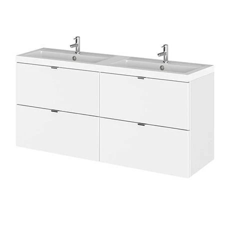 CBI132_P.jpg Hudson Reed 1200mm Gloss White Full Depth Wall Hung 4-Drawer Unit & Double Basin -Victorian Plumbing Shop CBI132 P