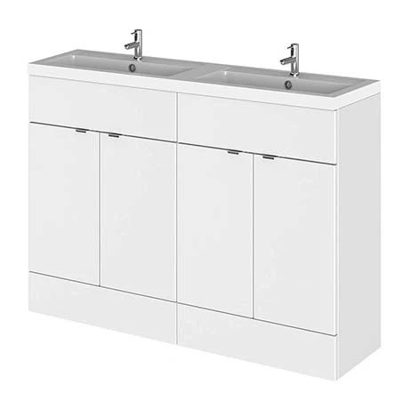 CBI134_P.jpg Hudson Reed Fusion 1200mm Gloss White Full Depth Floorstanding Unit & Double Basin -Victorian Plumbing Shop CBI134 P
