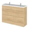 Hudson Reed Fusion 1200mm Natural Oak Full Depth Floorstanding Unit & Double Basin