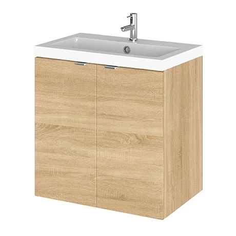 CBI340_P.jpg Hudson Reed Fusion 500mm Natural Oak Full Depth Wall Hung 2-Door Unit & Basin -Victorian Plumbing Shop CBI340 P