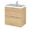 Hudson Reed Fusion 500mm Natural Oak Full Depth Wall Hung 2-Drawer Unit & Basin