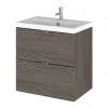 Hudson Reed Fusion 500mm Grey Avola Full Depth Wall Hung 2-Drawer Unit & Basin