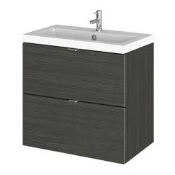 Hudson Reed 600mm Hacienda Black Full Depth Wall Hung 2-Drawer Unit & Basin