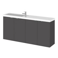 Hudson Reed 1200mm Gloss Grey Wall Hung Compact Combination Unit (600 Vanity x 2)