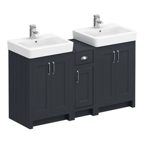 CBLK142PK-n-d1_460.jpg Chatsworth Traditional Graphite Double Basin Vanity + Cupboard Combination Unit -Victorian Plumbing Shop CBLK142PK n d1 460