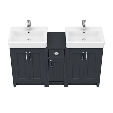 CBLK142PK-n-d2_460.jpg Chatsworth Traditional Graphite Double Basin Vanity + Cupboard Combination Unit -Victorian Plumbing Shop CBLK142PK n d2 460