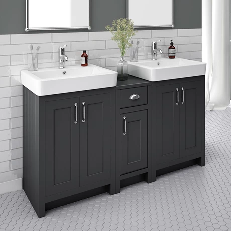 CBLK142PK-n-p.jpg Chatsworth Traditional Graphite Double Basin Vanity + Cupboard Combination Unit -Victorian Plumbing Shop CBLK142PK n p