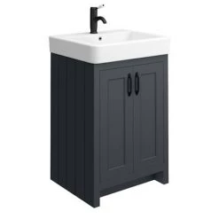 Chatsworth Traditional Graphite Double Basin Vanity + Cupboard Combination Unit with Matt Black Handles 2 Chatsworth Traditional Graphite Double Basin Vanity + Cupboard Combination Unit with Matt Black Handles -Victorian Plumbing Shop CBLK142PKMB d2 460