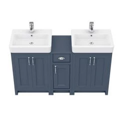Chatsworth Traditional Blue Double Basin Vanity + Cupboard Combination Unit -Victorian Plumbing Shop CBLU142PK n d2 460