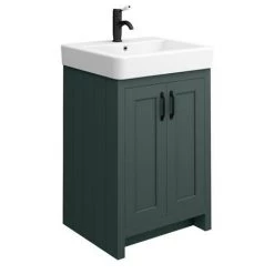 Chatsworth Traditional Green Double Basin Vanity + Cupboard Combination Unit with Matt Black Handles 2 Chatsworth Traditional Green Double Basin Vanity + Cupboard Combination Unit with Matt Black Handles -Victorian Plumbing Shop CGRN142PKMB d2 460