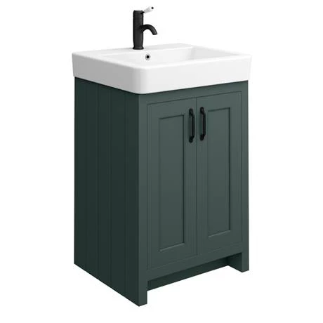 CGRN142PKMB_d2_460.jpg Chatsworth Traditional Green Double Basin Vanity + Cupboard Combination Unit with Matt Black Handles -Victorian Plumbing Shop CGRN142PKMB d2 460