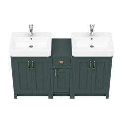 Chatsworth Traditional Green Double Basin Vanity + Cupboard Combination Unit 3 Chatsworth Traditional Green Double Basin Vanity + Cupboard Combination Unit -Victorian Plumbing Shop CGRN142PK d4 460