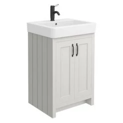 Chatsworth Traditional Grey Double Basin Vanity + Cupboard Combination Unit with Matt Black Handles 2 Chatsworth Traditional Grey Double Basin Vanity + Cupboard Combination Unit with Matt Black Handles -Victorian Plumbing Shop CGRY142PKMB d2 460