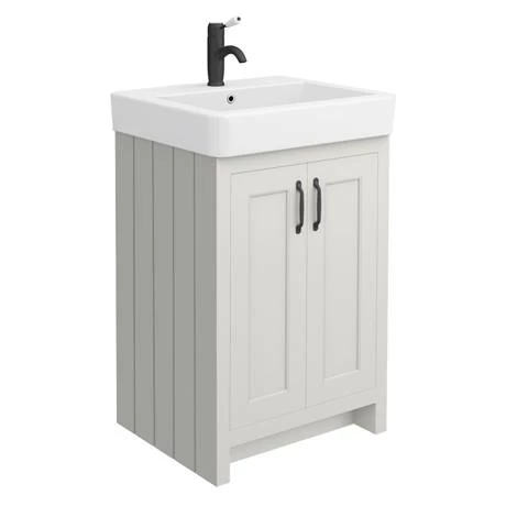 CGRY142PKMB_d2_460.jpg Chatsworth Traditional Grey Double Basin Vanity + Cupboard Combination Unit with Matt Black Handles -Victorian Plumbing Shop CGRY142PKMB d2 460